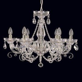 White chandeliers and lamps decorated with gold or silver painting for a design-furnished apartment (design sets)