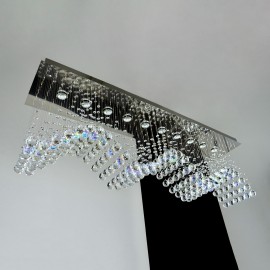 Modern crystal chandeliers with rectangular mirror and crystal WAVES (colored and clear crystal)