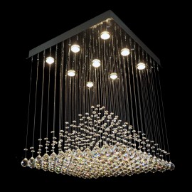 Modern crystal chandeliers with square mirror and crystal pyramid (large halls & apartments)
