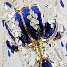 18-arm sapphire blue chandelier made of EGERMANN art glass