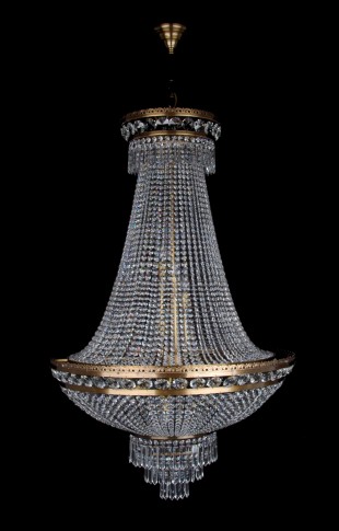 Brown large strass chandelier in the shape of a basket