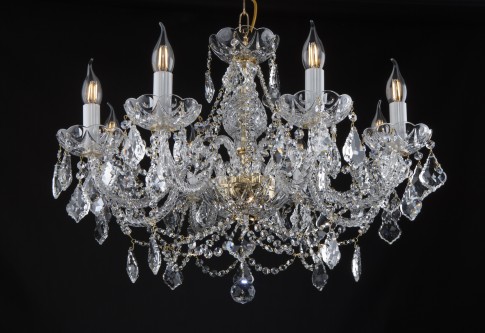 Lower 8-arm crystal chandelier decorated with French pendeloques