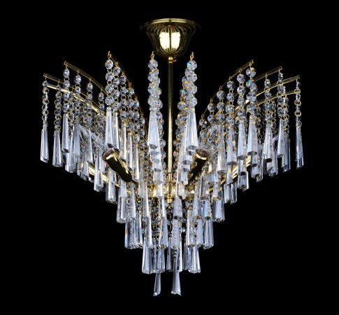 Crown crystal chandelier for ceilings with lower load-bearing capacity.