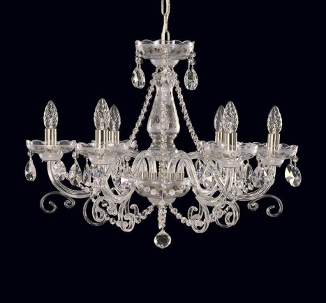 6-arm chandelier - silver metal and silver painting Dimensions (W x H): 65 x 50 cm