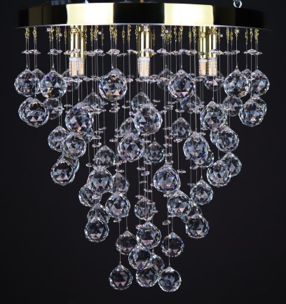 Chandelier with balls in the shape of a cone dia 46 x 50 cm - polished brass