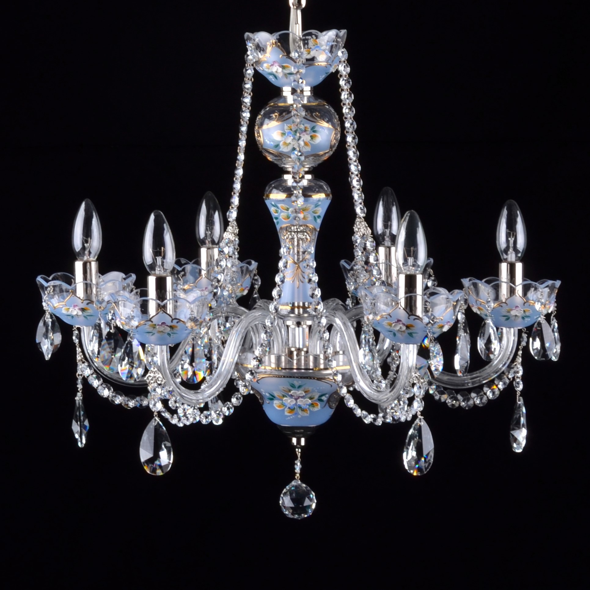 8-arm Blue Bohemian crystal chandelier with PK500 hand cut