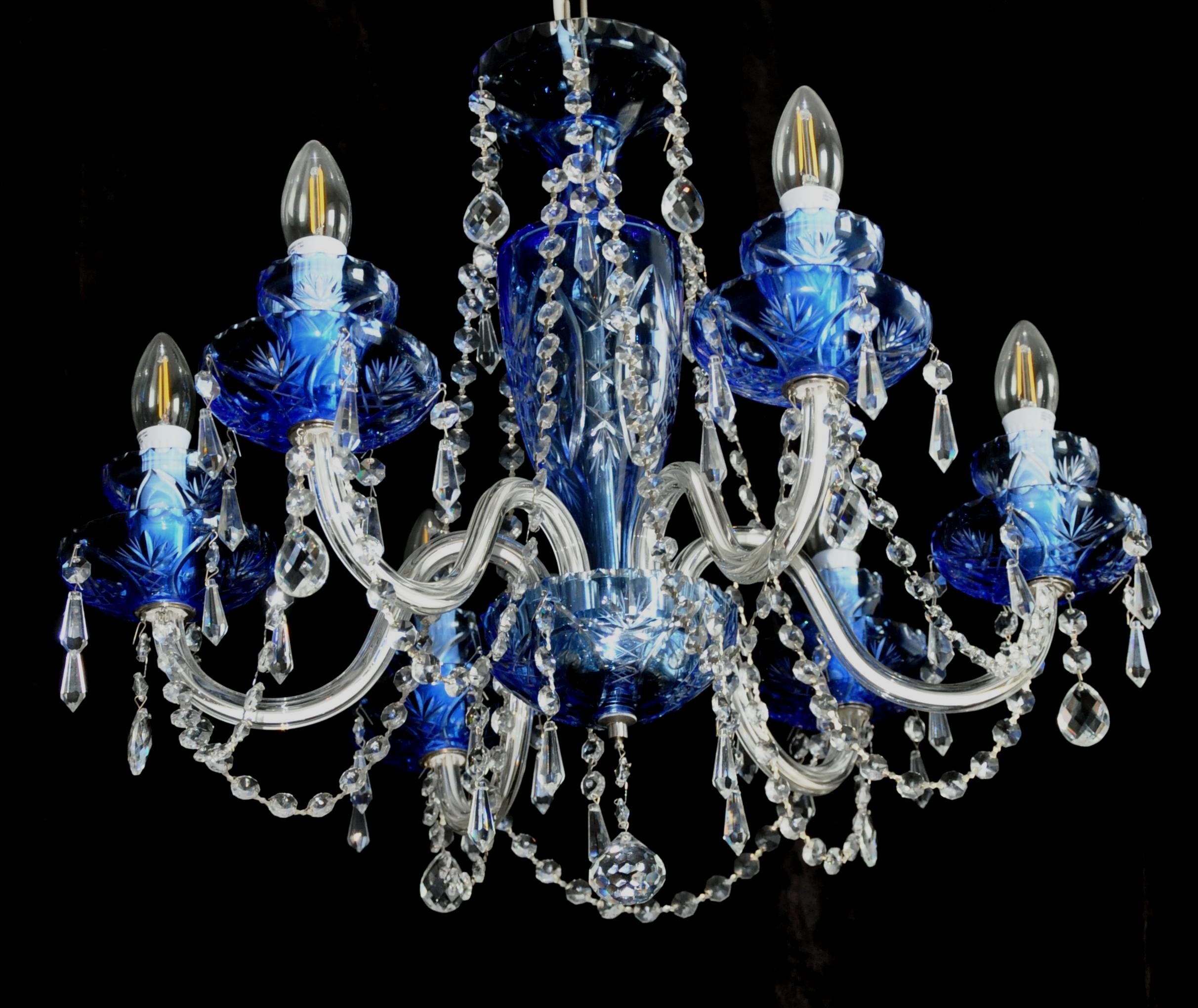 crystal blue chandelier