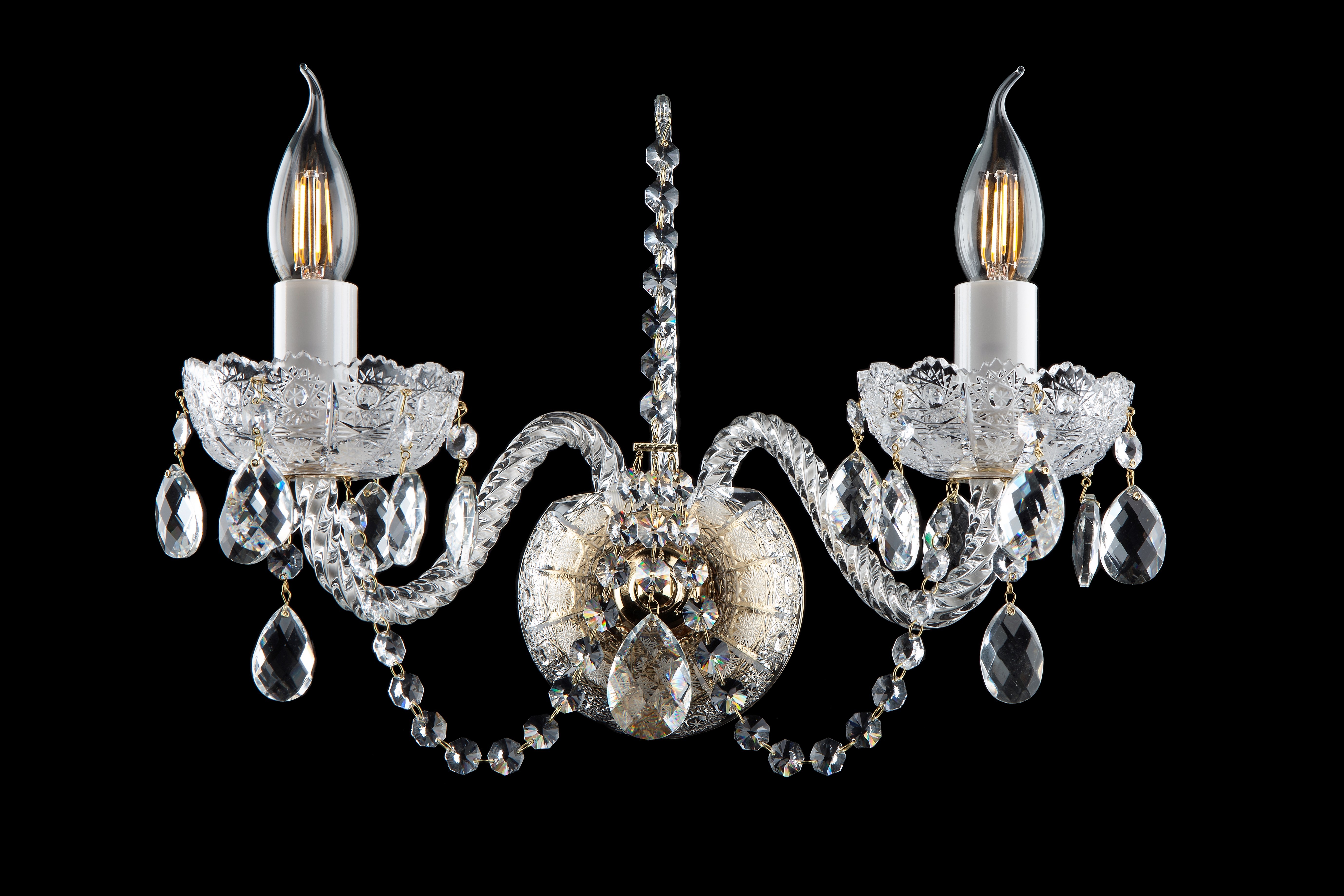 12-arm Bohemian crystal chandelier with PK500 hand cut - Crystal almonds
